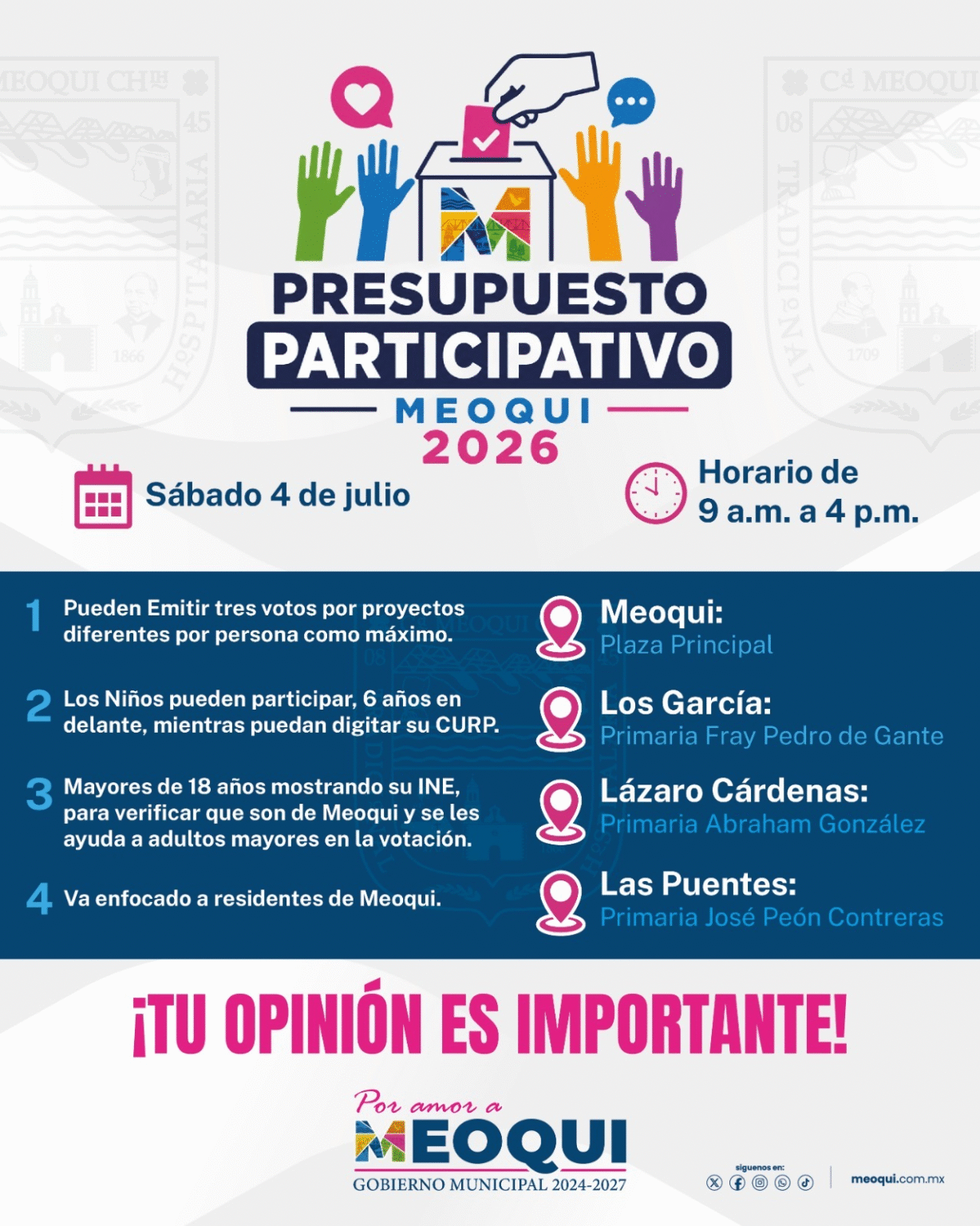 Este sábado en Meoqui se llevará a cabo la votación del Presupuesto Participativo 2026