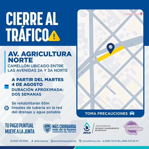 JMAS Delicias iniciará rehabilitación de red de agua potable y drenaje en avenida Agricultura Norte