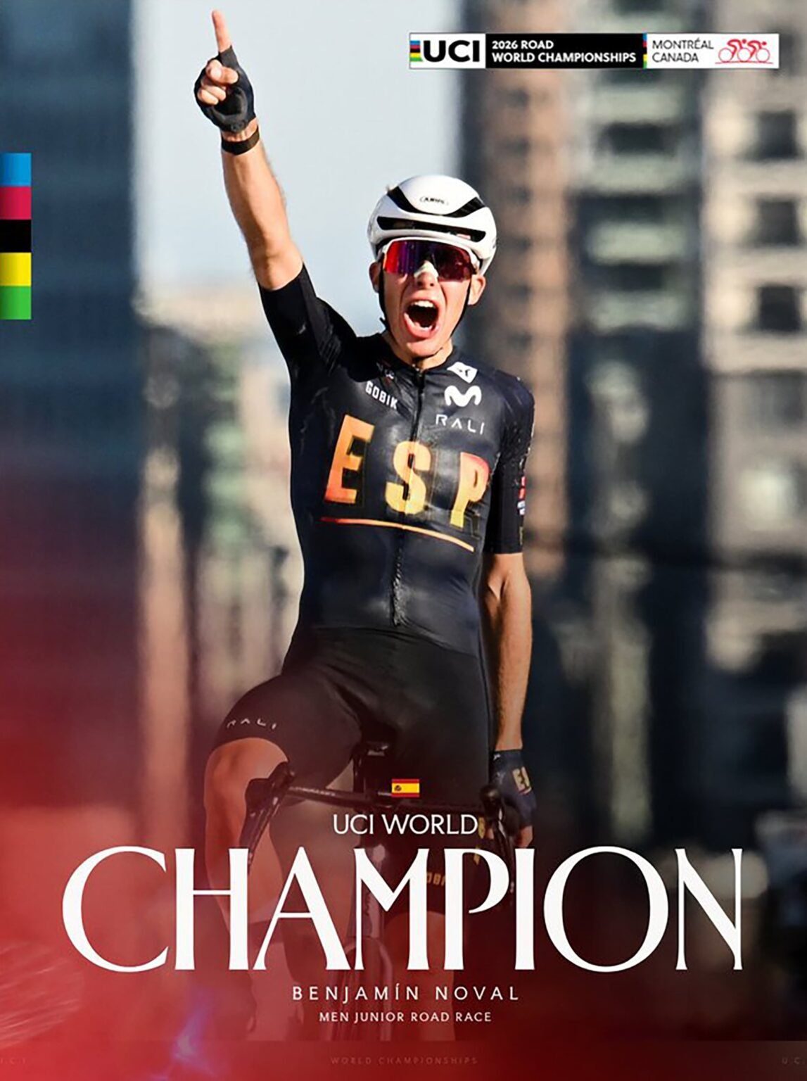 Doblete histórico de Benjamín Noval, campeón mundial júnior de ciclismo en ruta